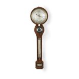 A REGENCY MAHOGANY INVERTED WHEEL BAROMETER