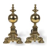 A PAIR OF LOUIS XIV GILT-BRONZE CHENETSProbably 19th century (2)