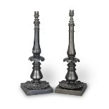 A PAIR OF GEORGE IV PATINATED BRONZE TABLE LAMPSFirst quarter 19th century (2)