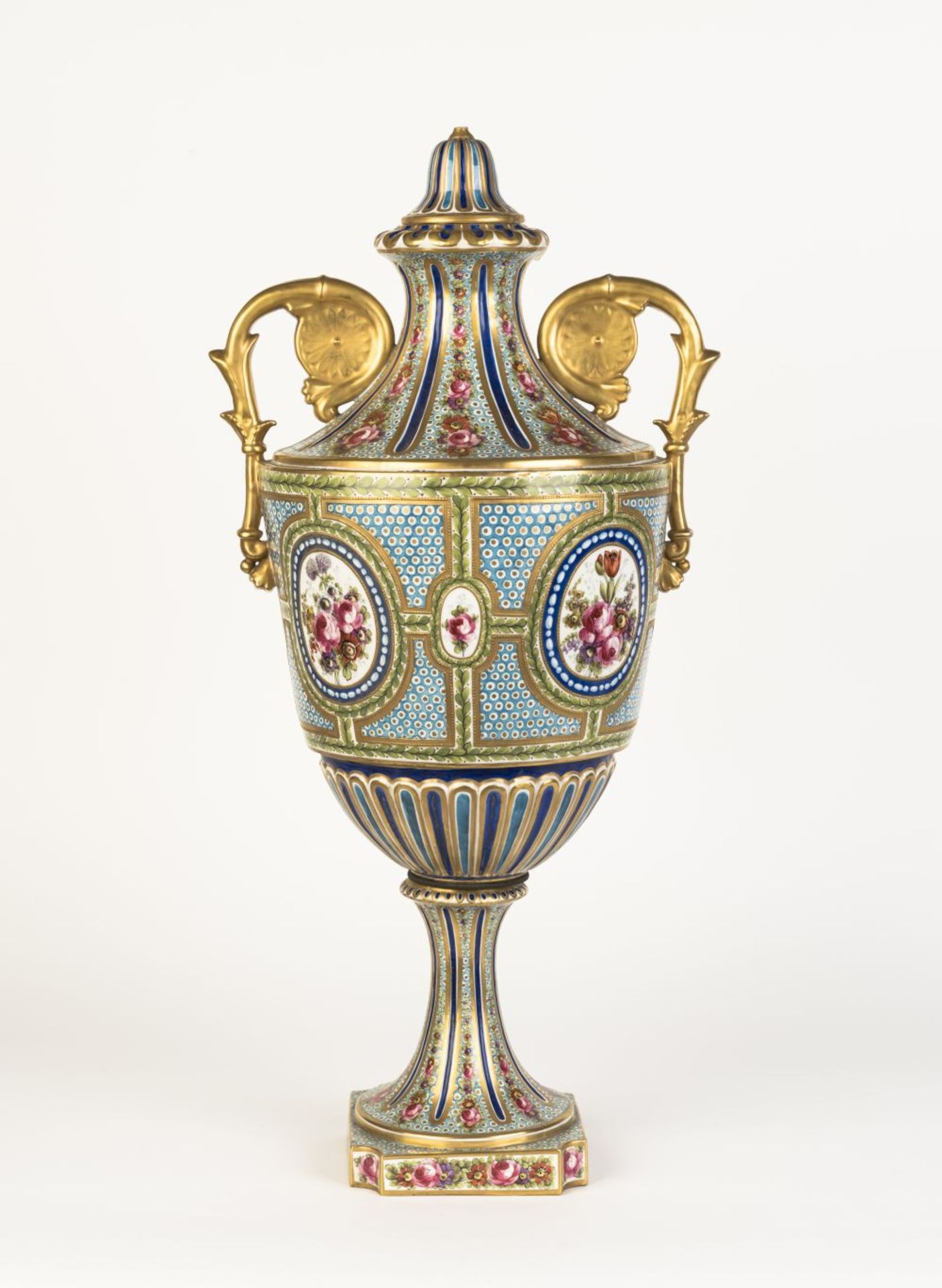 A S&#200;VRES-STYLE PORCELAIN TWO-HANDLED BALUSTER VASE Paris, 20th century