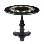 A VICTORIAN ASHFORD BLACK MARBLE INTARSIA SPECIMEN TABLE By Thomas Woodruff of Buxton