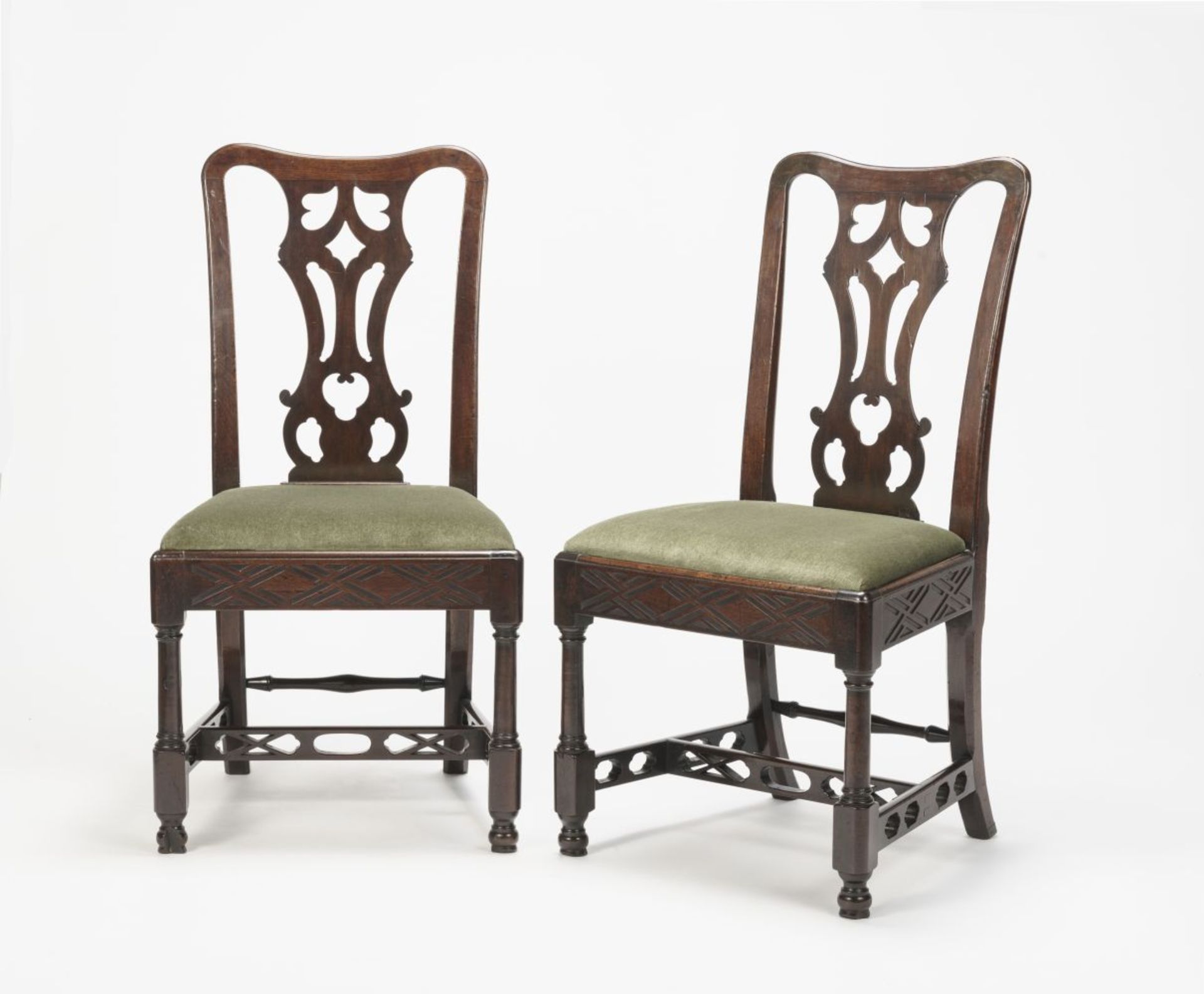 A PAIR OF GEORGE II 'RED WALNUT' DINING CHAIRSPossibly Irish (2)