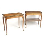 A MATCHED PAIR OF FRENCH GILT-BRONZE MOUNTED MAHOGANY TABLES A ECRIRELate Louis XV-style, late 20...