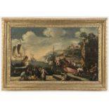 Follower of Jakob de Heusch (Utrecht 1657-1701 Amsterdam) A harbour scene with elegant figures