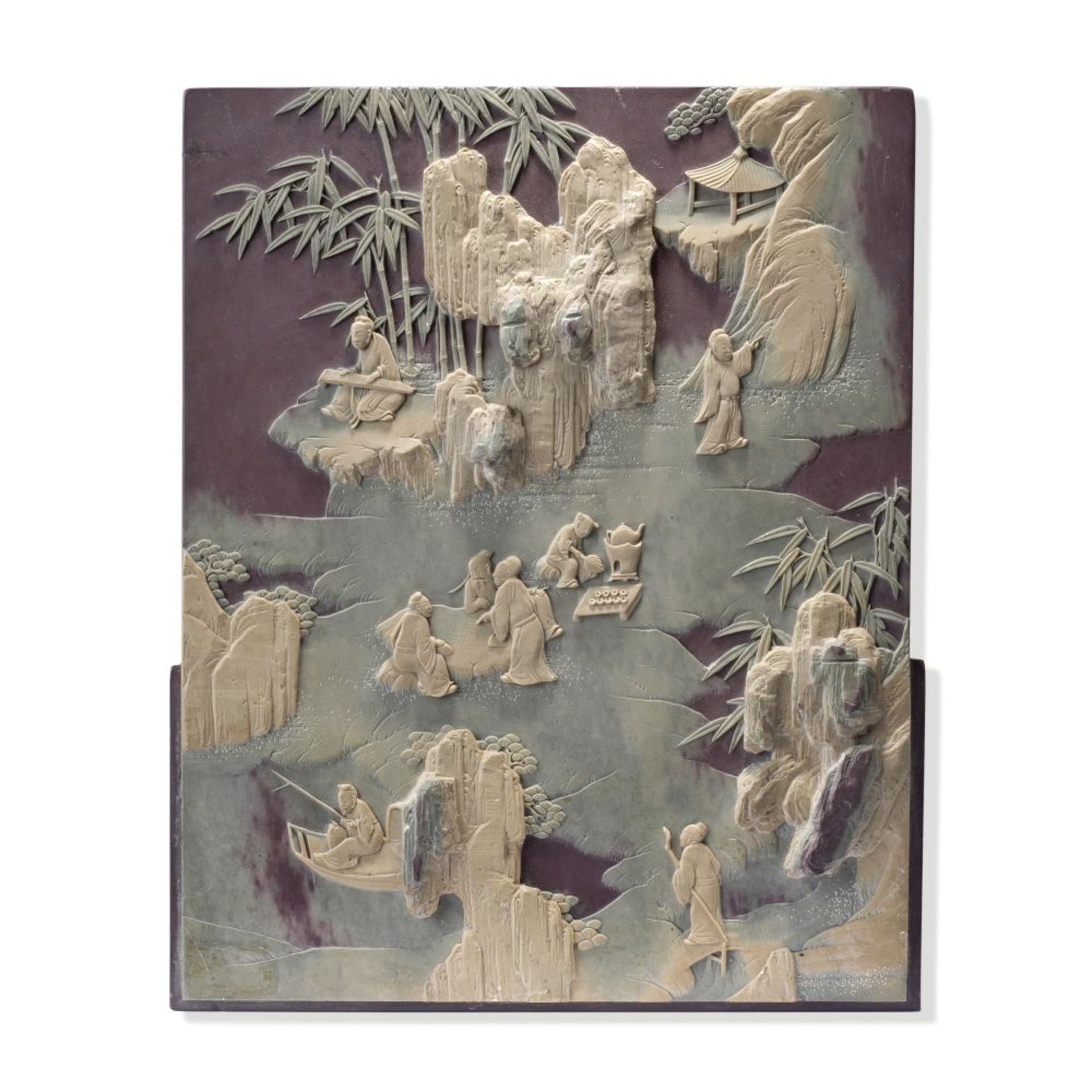 A CHINESE DUAN STONE PANEL