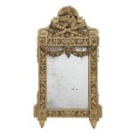 A NORTH ITALIAN EMPIRE CARVED GILTWOOD MIRRORCirca 1800, in the manner of Giuseppe Maria Bonzanig...