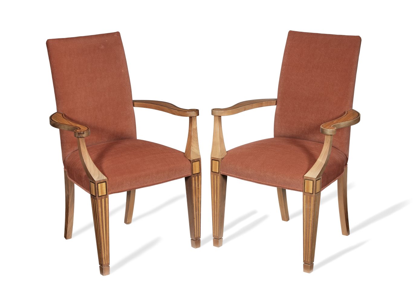 A PAIR OF UPHOLSTERED ARMCHAIRSBy David Linley, late 20th century