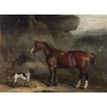 John Ferneley Junior (Melton Mowbray 1815-1862 Manchester) Portrait of a horse and dog in a mount...