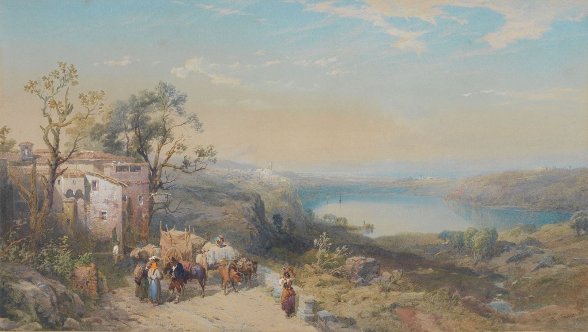 Thomas Miles Richardson Jnr., R.W.S. (British, 1813-1890) 'Lake Nemi, Kingdom of Naples'