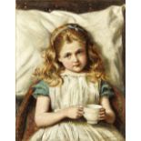 George Goodwin Kilburne, RI, RBA (British, 1839-1924) Portrait of a young girl drinking tea