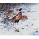 Rodger McPhail (British, born 1953) Pheasants in the snow