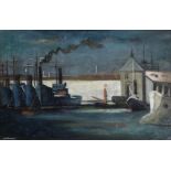 Leonid Berman (Russian/French/American, 1896-1976) Port at night