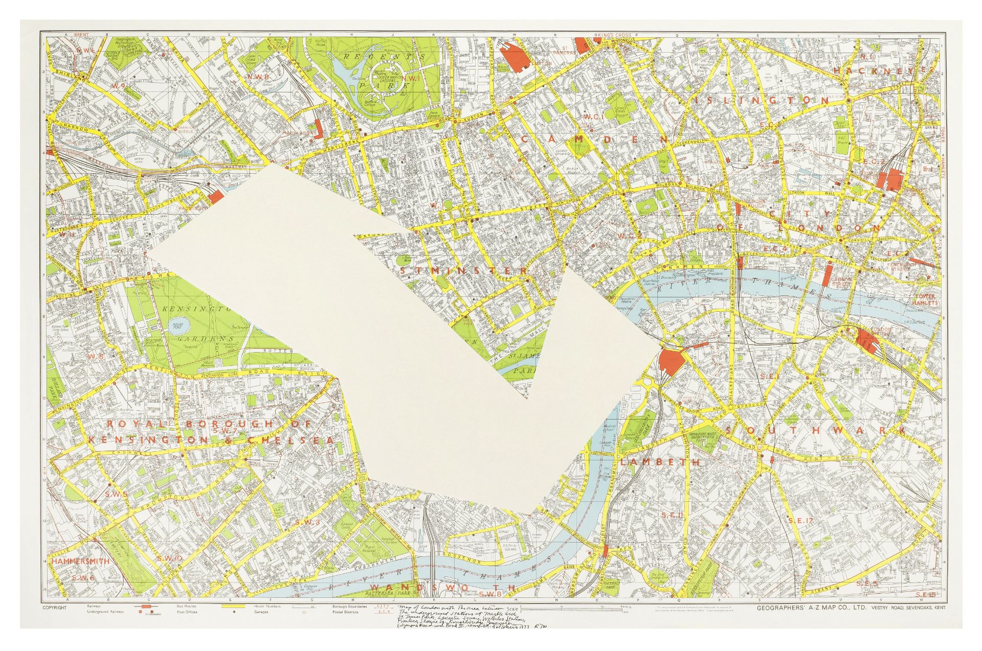 SOL LEWITT (1928-2007) R706 Map of London with the area between the underground stations at Marbl...