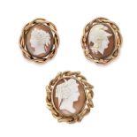 Three shell cameo brooches, 19th century (3)