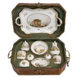 A rare Naples, Real Fabbrica Ferdinandea, topographical solitaire in its original fitted case, ci...