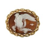 A shell cameo brooch, mid-19th century