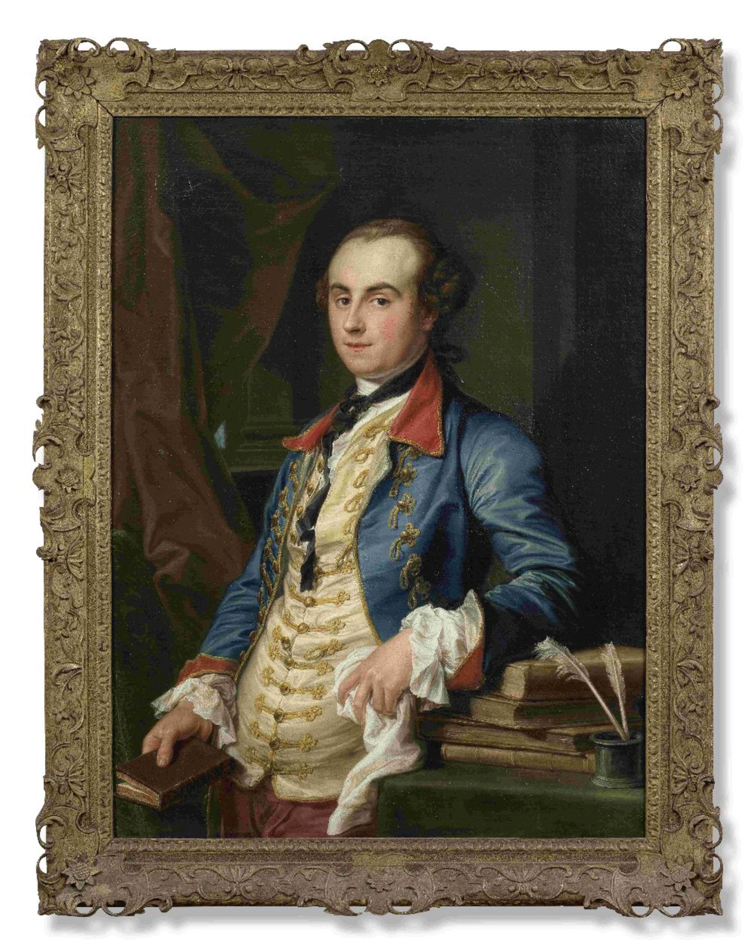 Pompeo Girolamo Batoni (Italian, 1708-1787) Portrait of Edward Solly, half length, in a blue coat... - Image 3 of 3