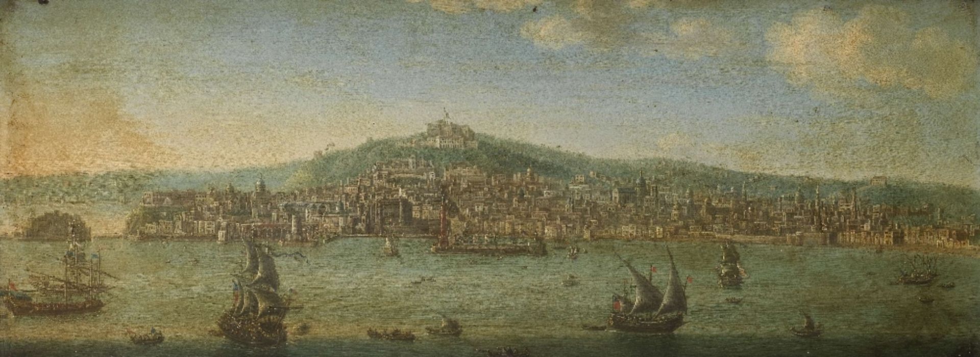 Tommaso Ruiz (Italian, mid 18th Century ) Naples, looking towards the Castel dell'Ovo with Vesuvi... - Image 3 of 6