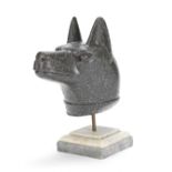 A Grand Tour Egyptian style carved porphyry head of Anubis probably Italian, late 19th century,