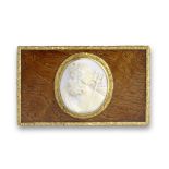 An early 19th century mounted wood and shell cameo snuff box unmarked, probably English