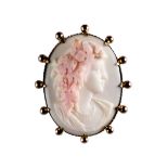 A shell cameo brooch, second half of the 19th century