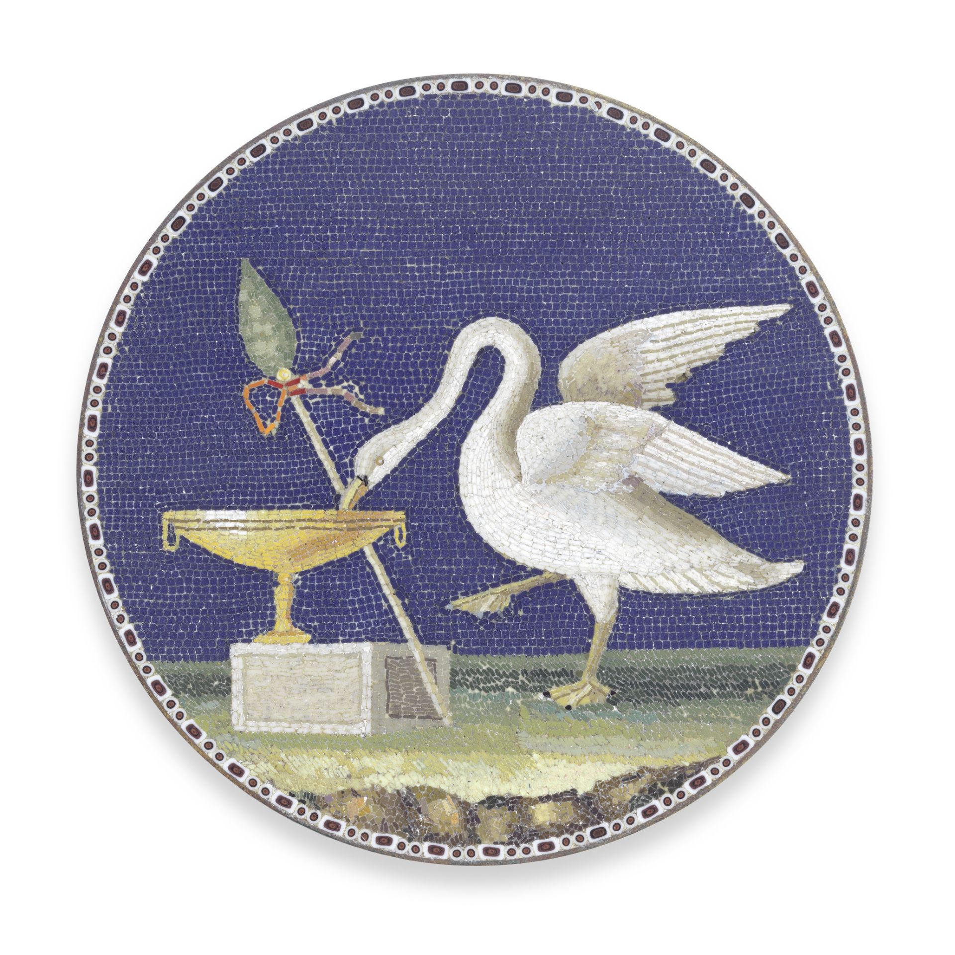 Attributed to Giacomo Raffaelli (Italian, 1753-1836): A fine circular micromosaic plaque depictin...