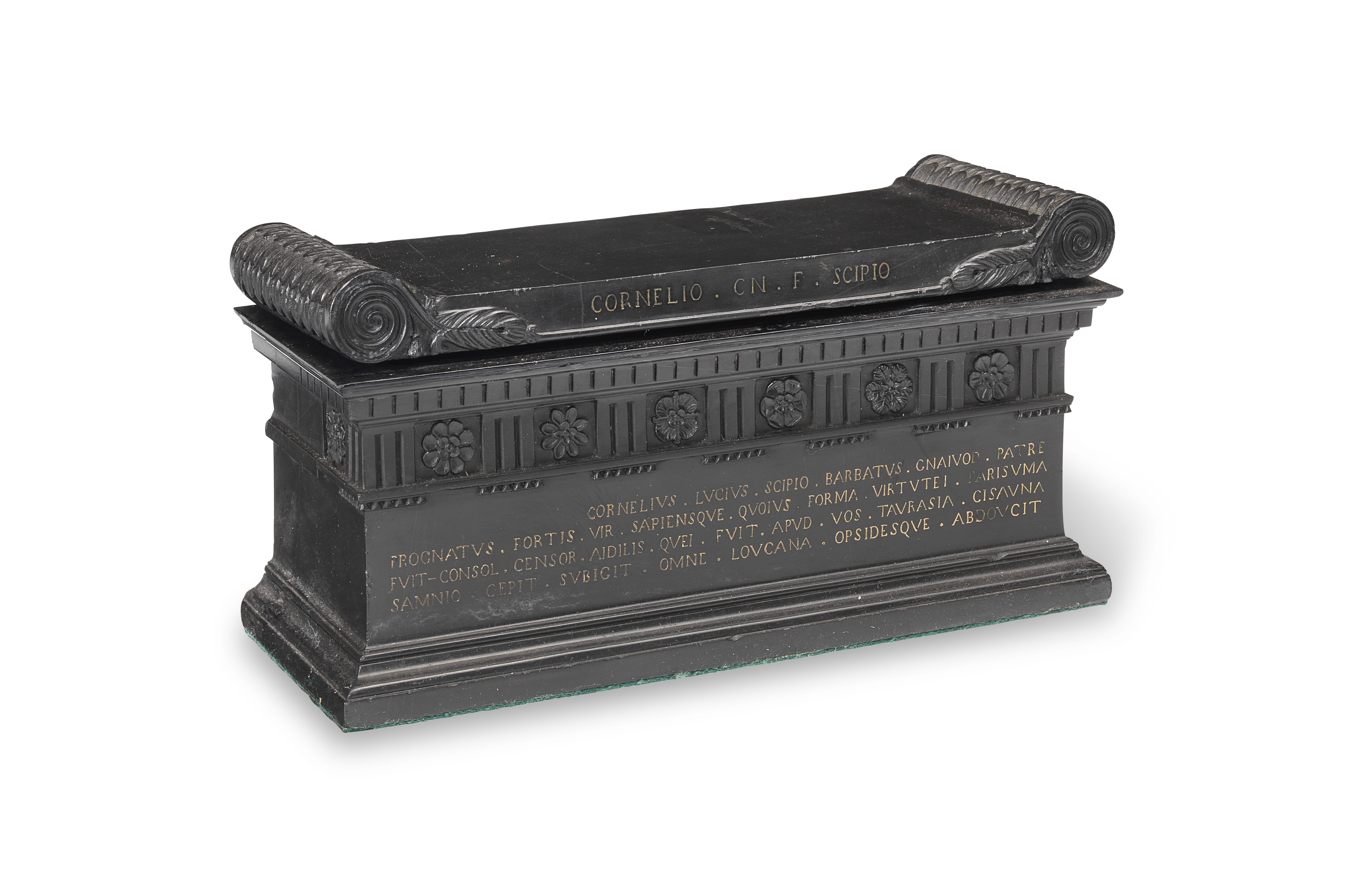 An Italian carved marmo nero belgio model of the Tomb of Scipioprobably mid 19th century