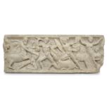 An Italian carved white marble figural frieze depicting the Battle of the Centaurs and Lapiths,a...
