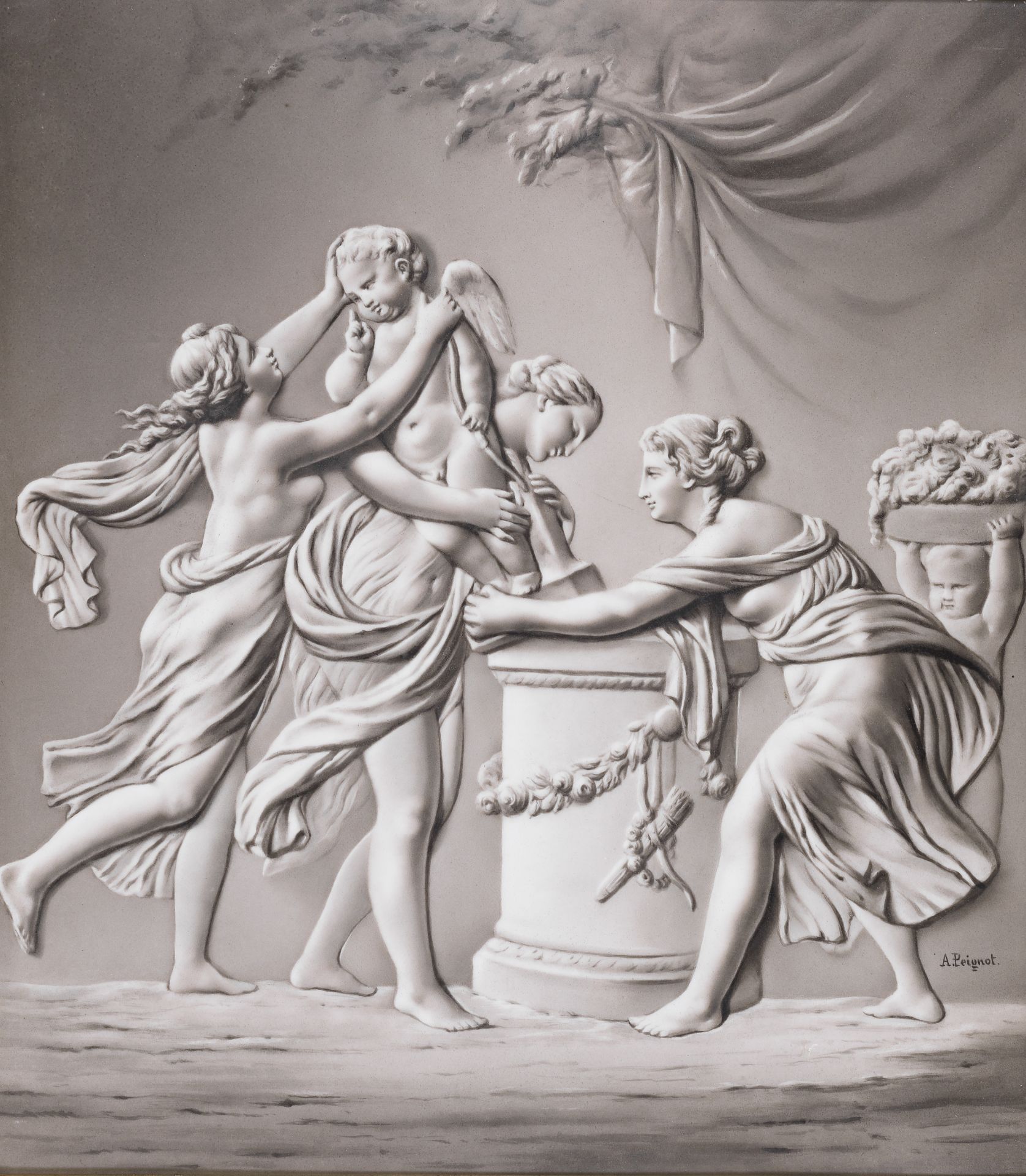 A large Meissen plaque imitating a marble relief, 19th century