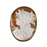 A shell cameo brooch, second half of the 19th century