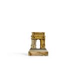 A Italian carved alabaster model of a triumphal arch probably late 19th century / early 20th cent...