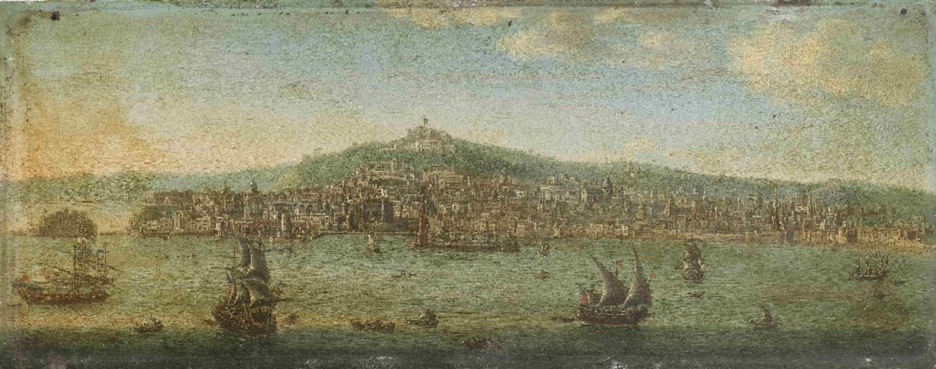 Tommaso Ruiz (Italian, mid 18th Century ) Naples, looking towards the Castel dell'Ovo with Vesuvi... - Image 5 of 6