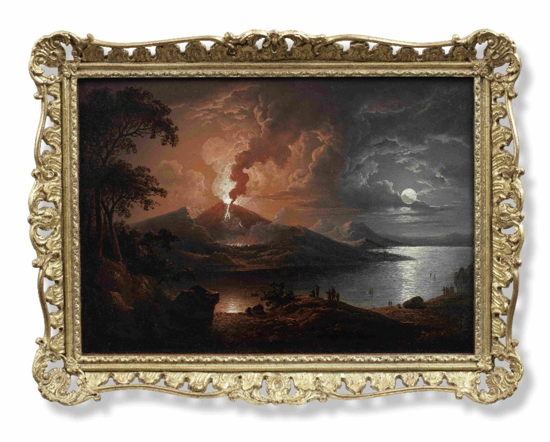 Sebastian Pether (British, 1790-1844) Vesuvius erupting by moonlight - Image 3 of 3