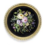 Cesare Roccheggiani (Italian, act. second half 19th century): A micromosaic inlaid black marble c...