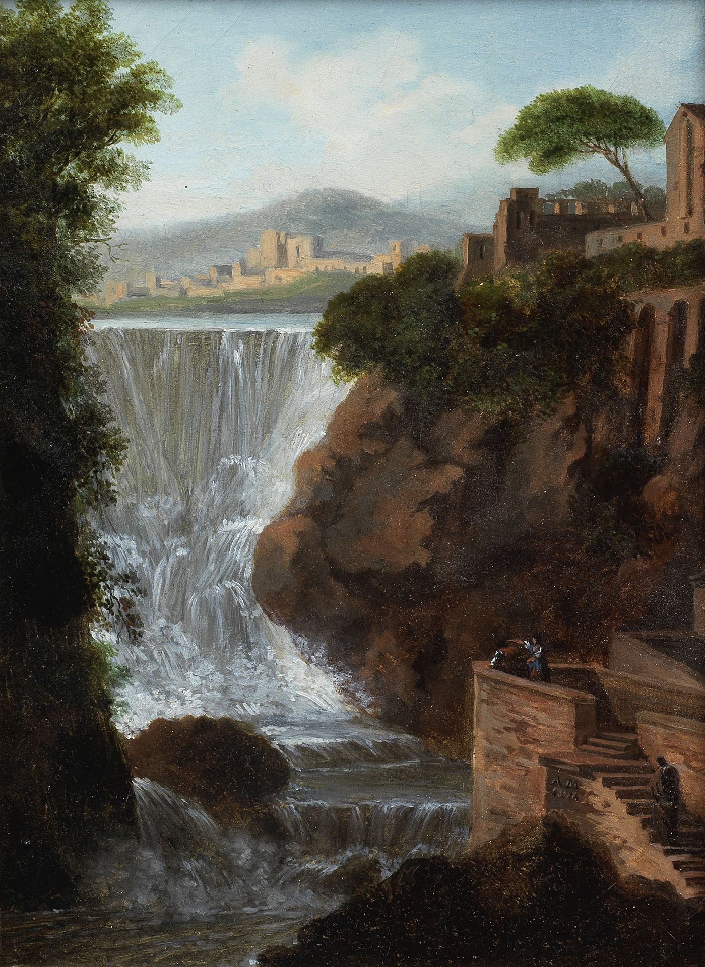 Attributed to Pierre Antoine Marchais (French, 1763-1859) A view of the Waterfalls at Tivoli