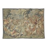 A striking mythological, military Flemish tapestry, late 16th/early 17th century, later reduced