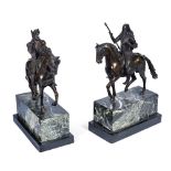 A pair of second half 19th century French equestrian bronze figures of Henry IV and Charles I (2)