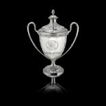 A George III silver two-handle cup and cover maker's mark WH, for William Hall or William Hunter,...