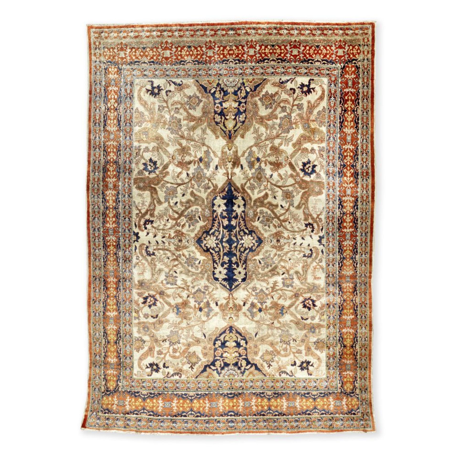 A striking silk Heriz Carpet North West Persia, mid to late 19th century 178cm x 140cm