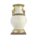 An early 19th century English gilt bronze mounted crackle glazed Chinese porcelain vase the mount...