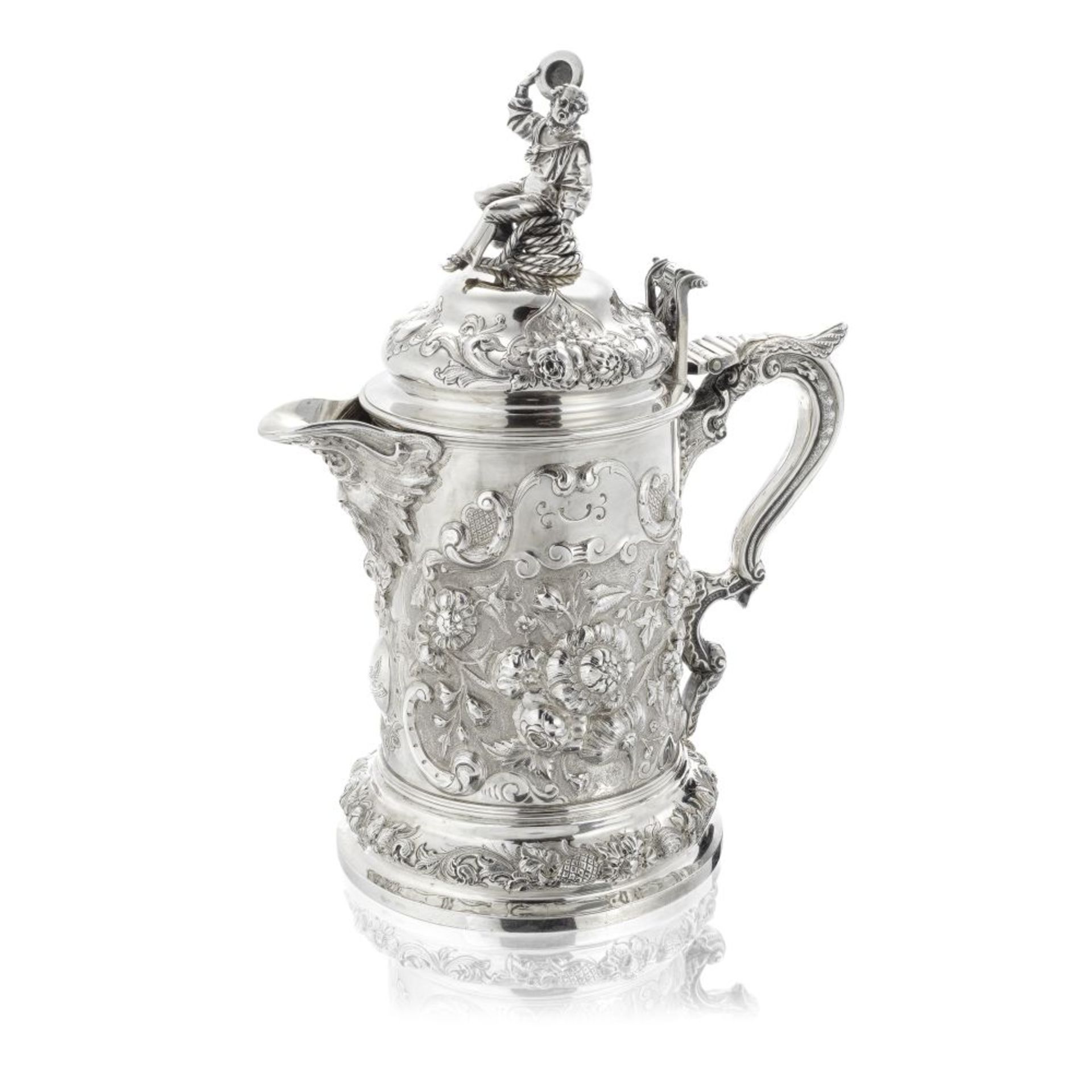 A monumental 19th century Irish silver covered tankard jug John Smyth, Dublin 1874, incuse stampe...