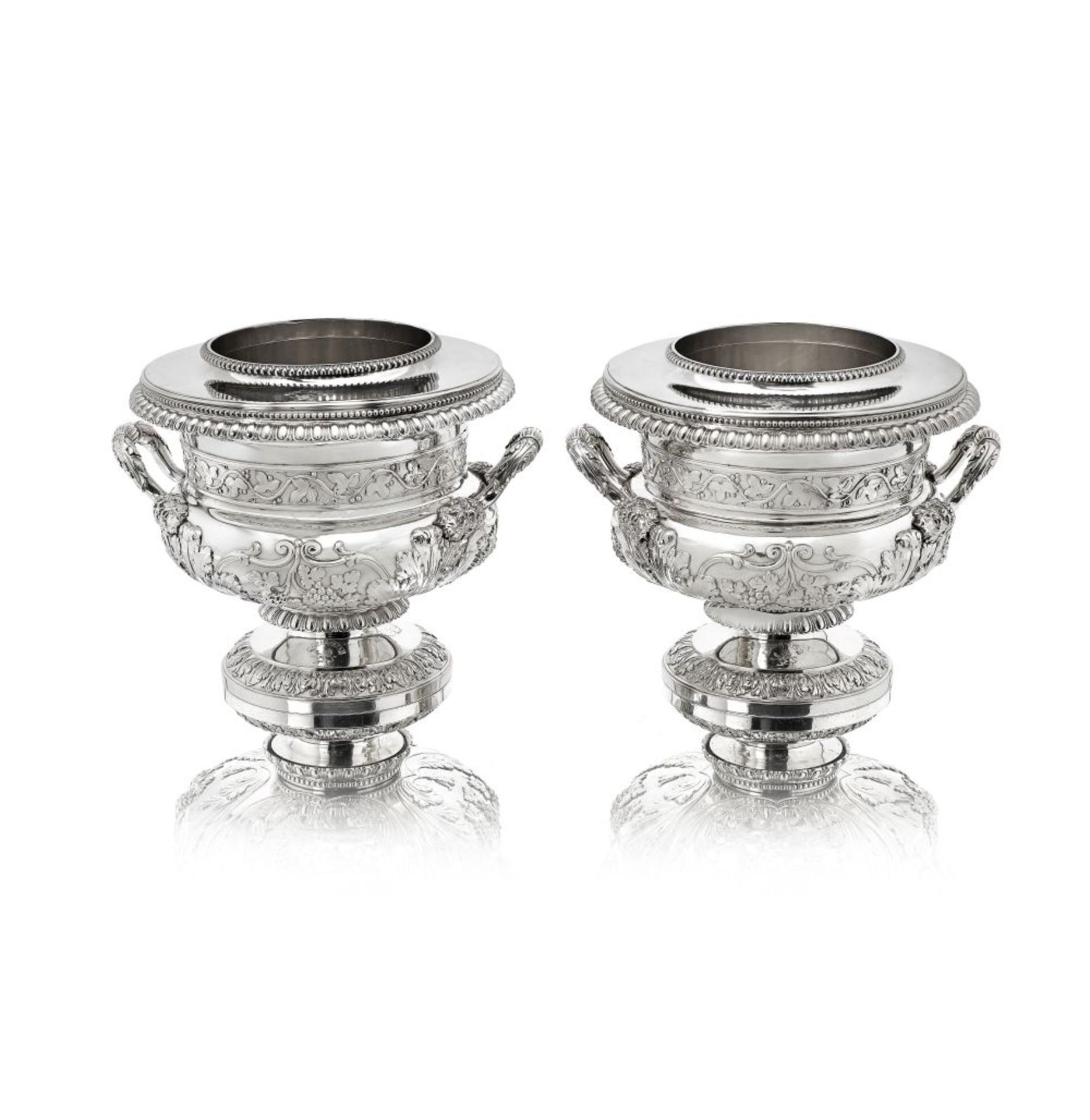 A pair of George III silver wine coolers John Houle, London 1814