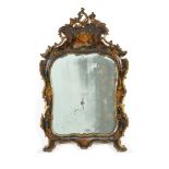 A group of four Italian second half 18th century 'lacca' and parcel gilt mirrors Venetian, each o...