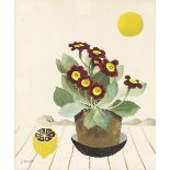 Mary Fedden R.A. (British, 1915-2012) Still Life with Lemon and Auriculas