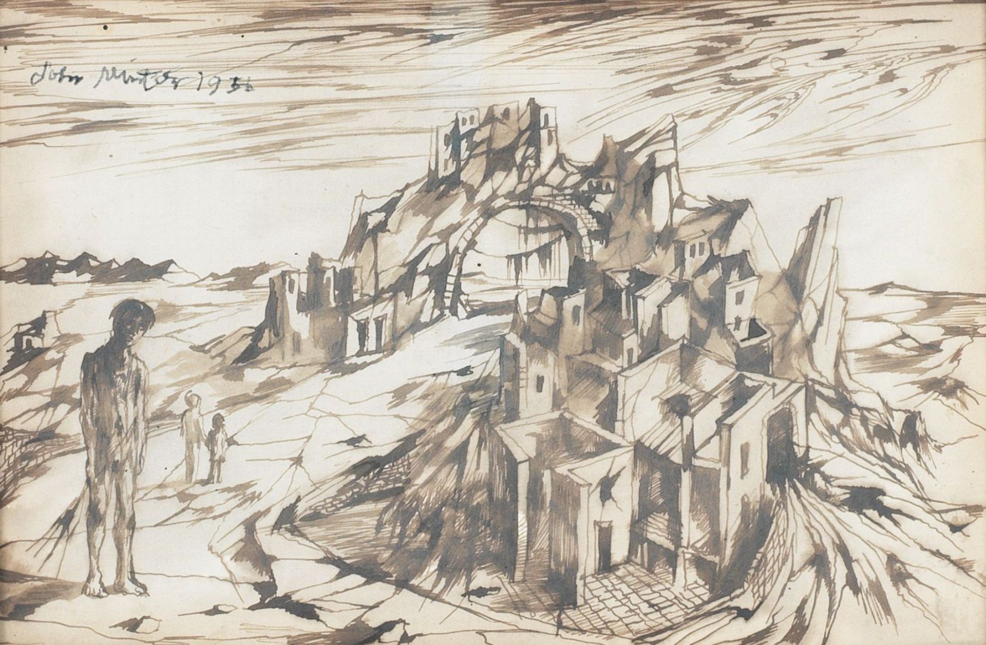 John Minton (British, 1917-1957) Figure with a Distant City