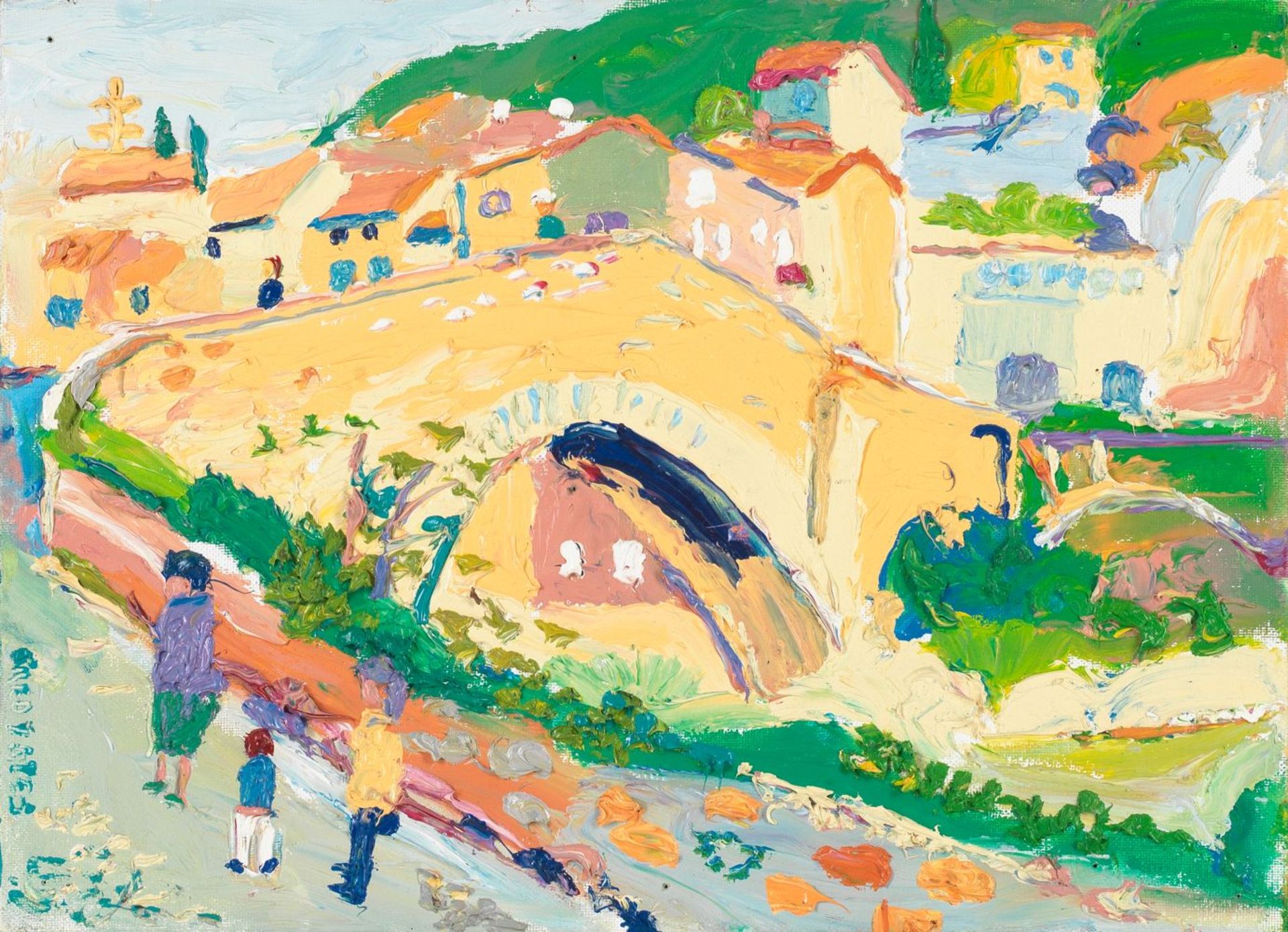 Fred Yates (British, 1922-2008) Roman Bridge, Nyons