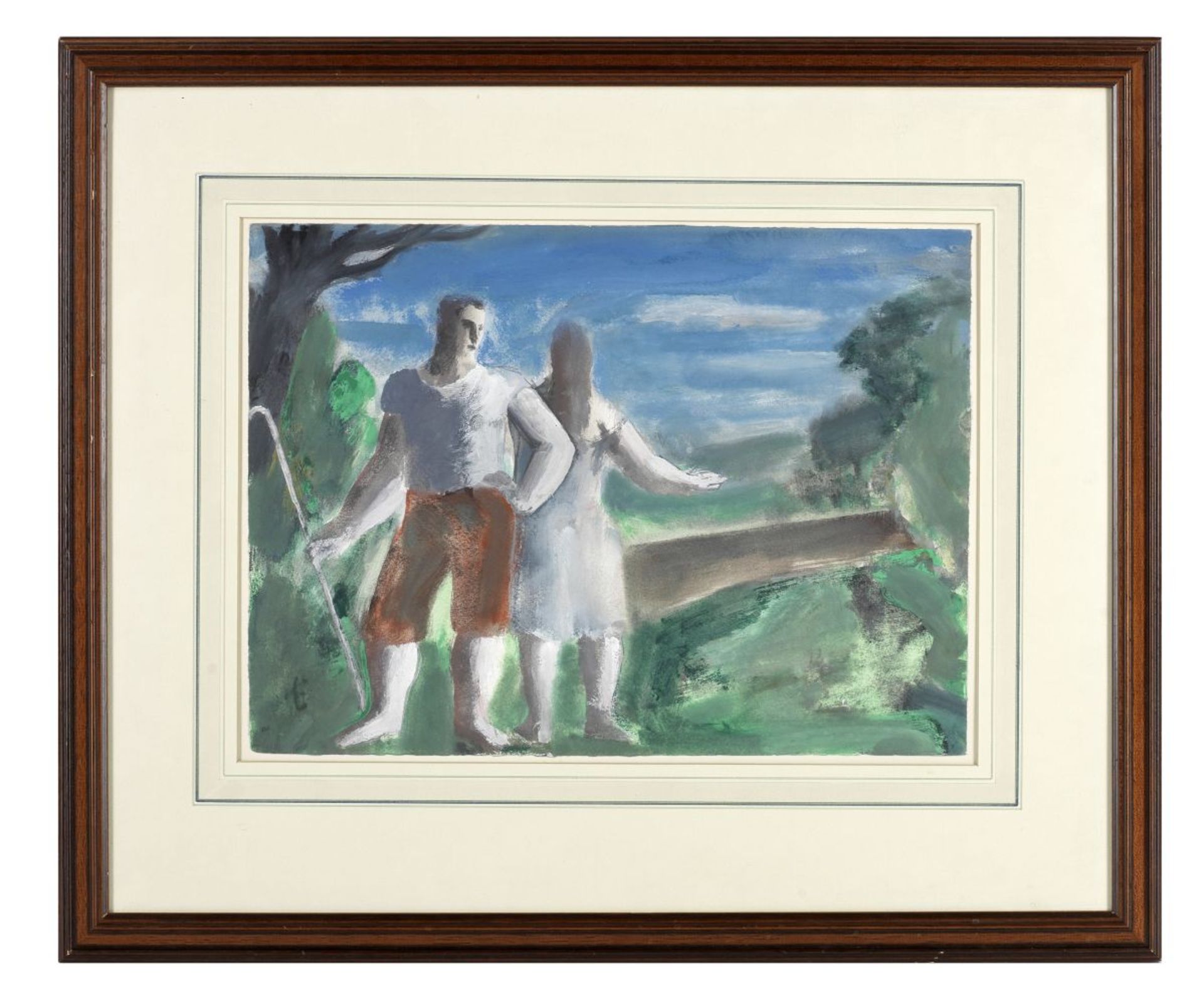 Bernard Meninsky (British, 1891-1950) Shepherd with Girl - Image 2 of 2