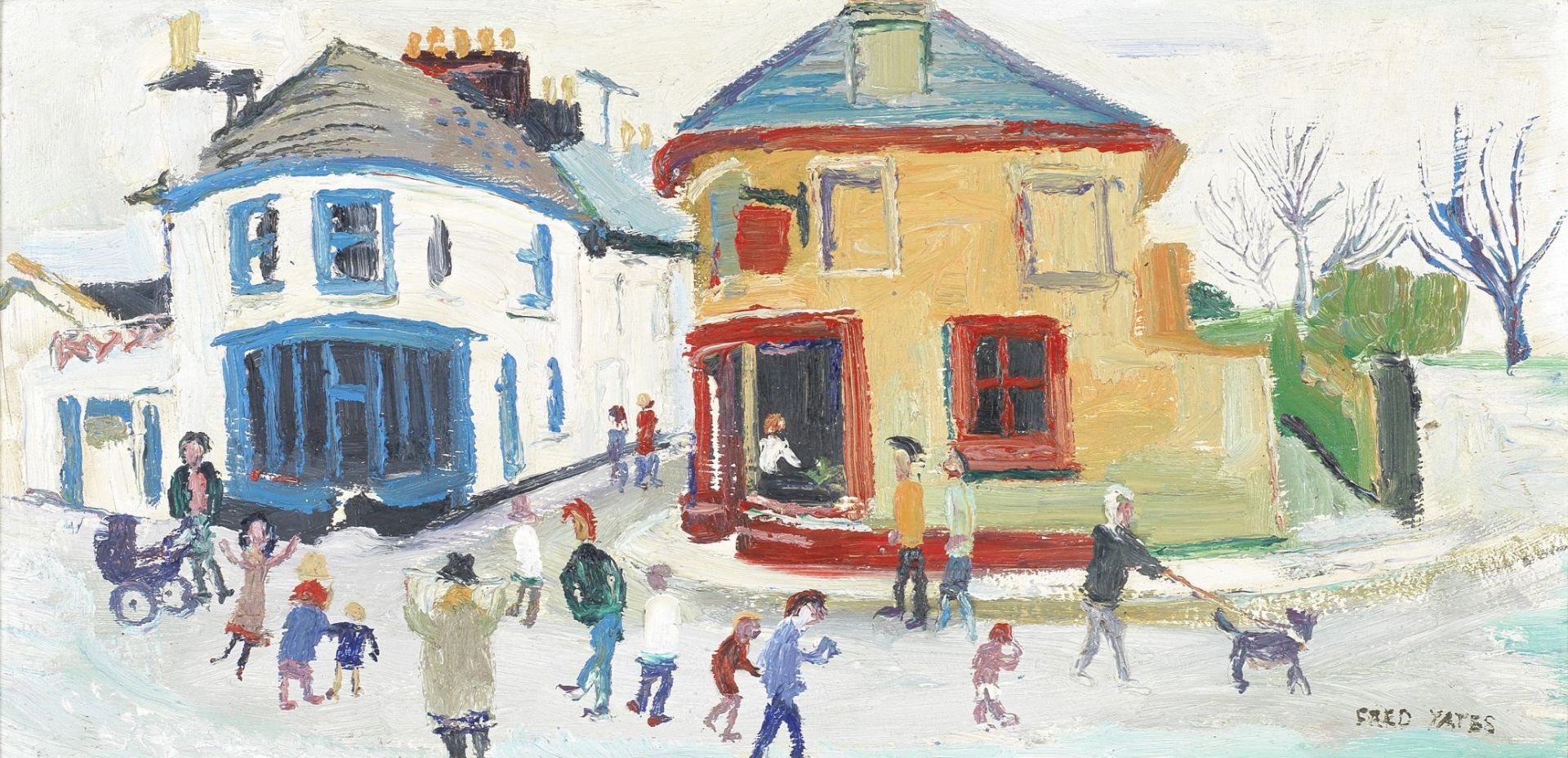 Fred Yates (British, 1922-2008) Figures in a Street