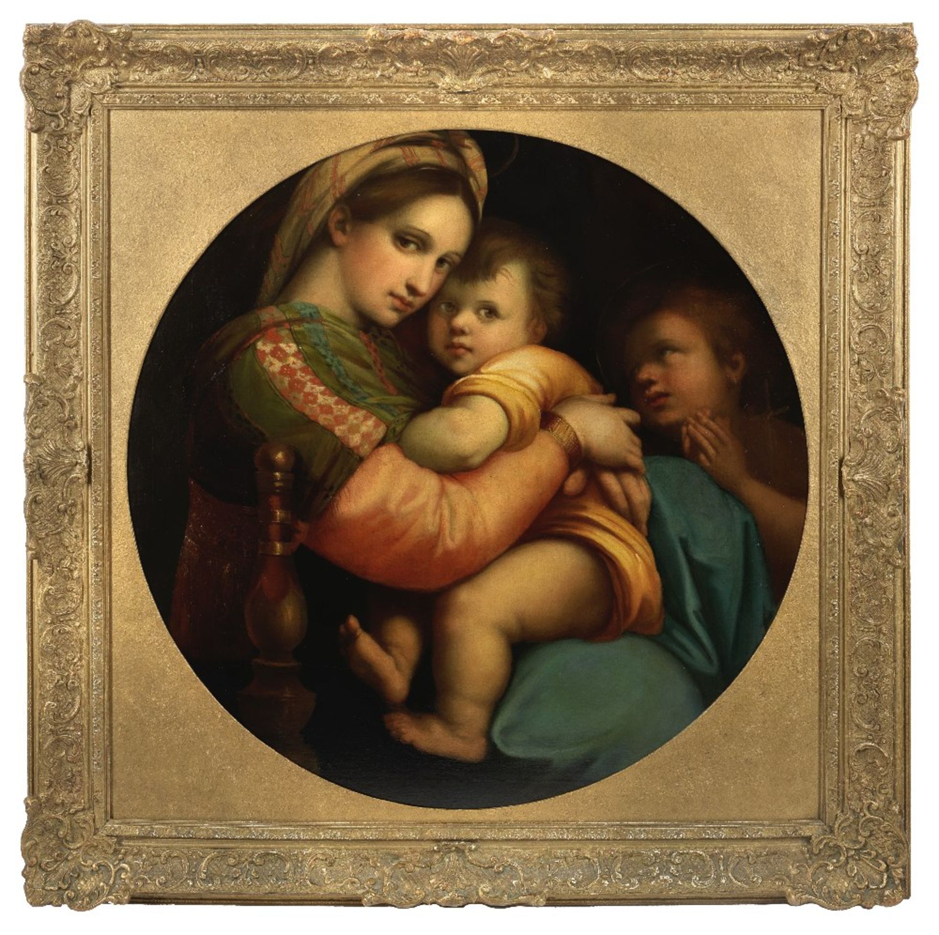 After Raphael (Italian, 1483-1520) Madonna della Sedia framed tondo - Image 2 of 2