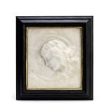 Ernesto Ermete Gazzeri (Italian, 1866-1965): A rectangular carved marble profile portrait plaque ...